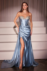 Regina Gown - Micro-Crystal Strapless Satin Gown