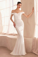 Tinsley Gown - Stretch Off-The-Shoulder Dress - Off White