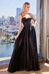 SELMA GOWN - A-LINE LUXE SATIN BUSTIER DRESS