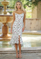 Michaela Dress - Embroidered Eyelet Lace Floral Midi Dress