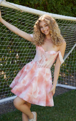 TWYLA A-LINE MINI DRESS - SALMON