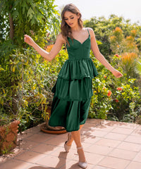 Maeve Corset Midi Dress - Emerald