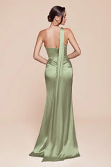 BRYCE GOWN - ONE SHOULDER LUXE SATIN DRESS
