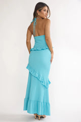 NADIA HALTER MAXI DRESS - OCEAN BLUE