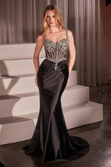 Artemis Gown - Leaf Inspired Crystal & Satin Dress