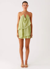 On The Go Beaded Mini Dress - Mint