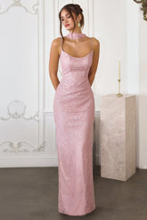 Jules Gown - Shimmering Lace Dress With Chiffon Scarf