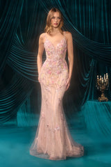 A1500 - Elektra Beaded Floral Gown - Andrea & Leo