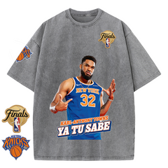 NY Basketball Vintage Washed Finals Premium Patch Tee