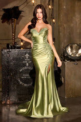 Fiona Gown - Fitted Satin Dress With Floral Lace