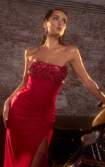 RAQUEL GOWN - STRAPLESS DRESS WITH BEADED BODICE