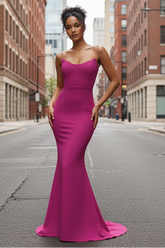 Daris Gown - Berry - Cat-Eye Scoop Neckline Dress