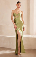 Sadie Maxi Dress - Strapless Sweetheart Corset Satin Dress