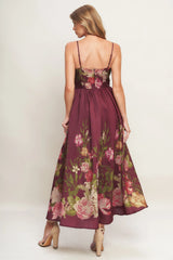 SECRET GARDEN ROMANCE BURGUNDY MAXI DRESS - FINAL SALE