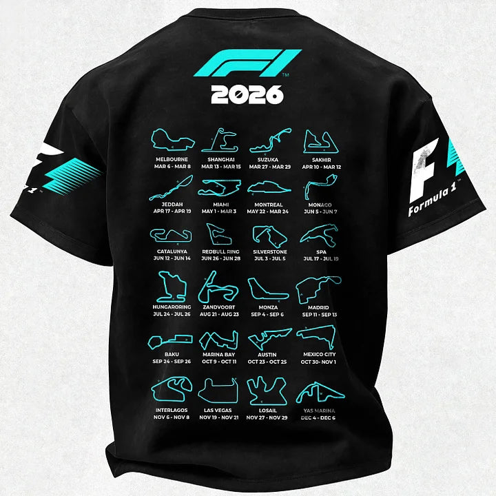 F1 2026 Calendar Printed Oversized Unisex T-shirt