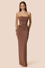 Nookie Portia Bandeau Maxi Dress - Coffee