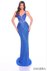 89055 - Amarra - Sequin V-Neck Sheath Prom Dress