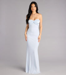 Iris Satin Tie-Back Mesh Mermaid Dress