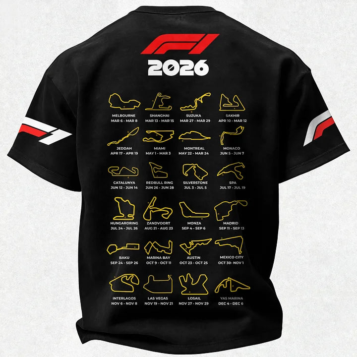 F1 2026 Calendar Printed Oversized Unisex T-shirt