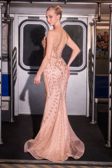 Bellamy Gown - Cascading Crystal Strapless Dress